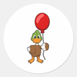Duck with Balloon Classic Round Sticker