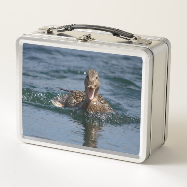 Duck with beak open                 metal lunch box (Front)