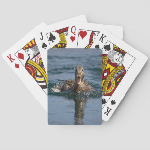 Duck with beak open playing cards