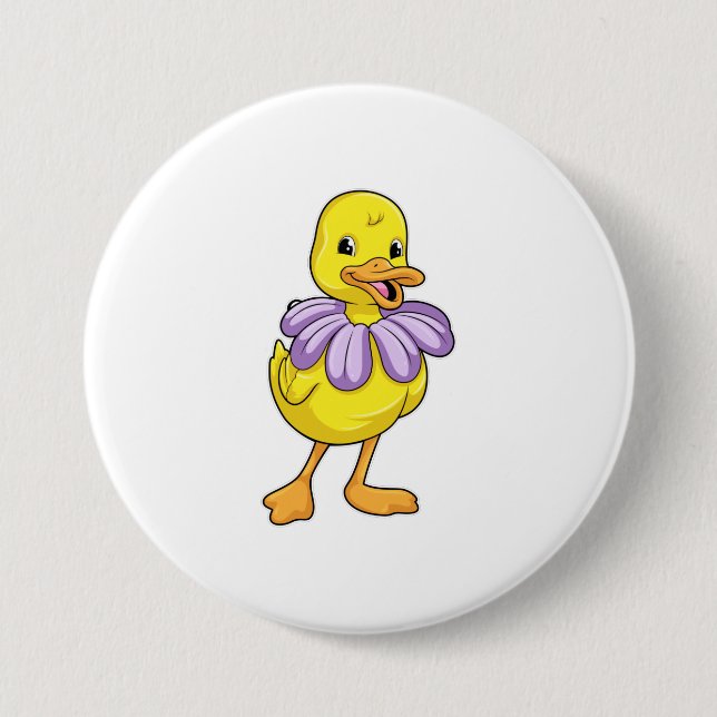 Duck with Daisy 7.5 Cm Round Badge (Front)