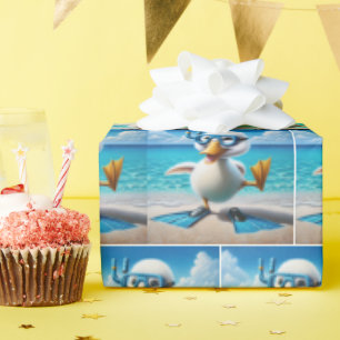 Duck With Diving Snorkel And Goggles Wrapping Paper