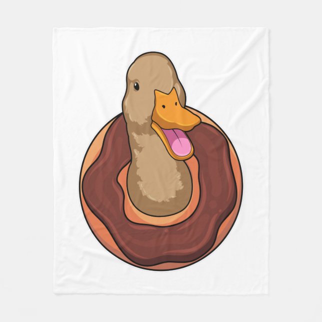 Duck with Donut Fleece Blanket (Front)