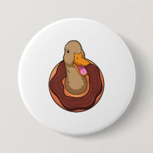 Duck with Doughnut 7.5 Cm Round Badge