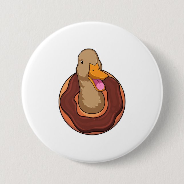 Duck with Doughnut 7.5 Cm Round Badge (Front)