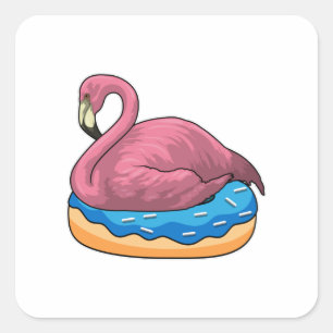 Duck with Doughnut Square Sticker