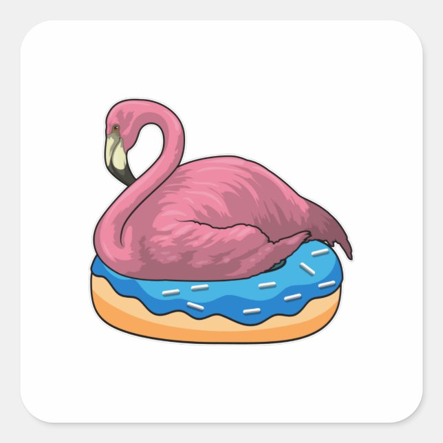 Duck with Doughnut Square Sticker (Front)