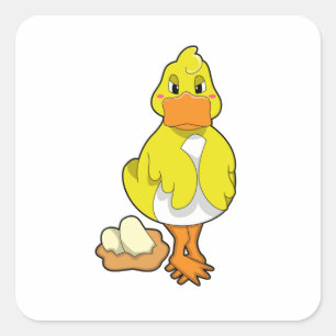 Duck with Eggs Square Sticker