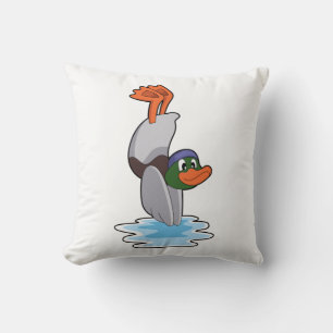 Duck with Handstand in Water.PNG Cushion