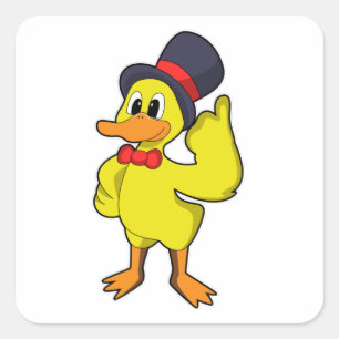 Duck with Hat Square Sticker