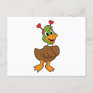 Duck with Heart Headband Postcard