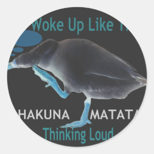 Duck with I Woke Up Like This & Hakuna Matata Text Classic Round Sticker