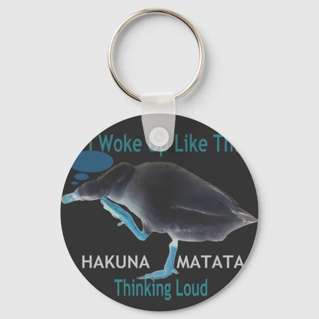 Duck with I Woke Up Like This & Hakuna Matata Text Key Ring (Front)