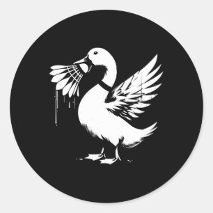 Duck With Shuttle - Funny Graphic Badminton Lover Classic Round Sticker