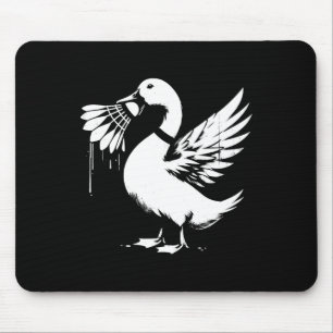 Duck With Shuttle - Funny Graphic Badminton Lover Mouse Pad