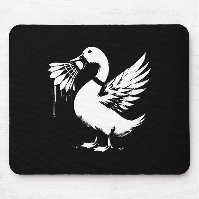 Duck With Shuttle - Funny Graphic Badminton Lover  Mouse Pad (Front)