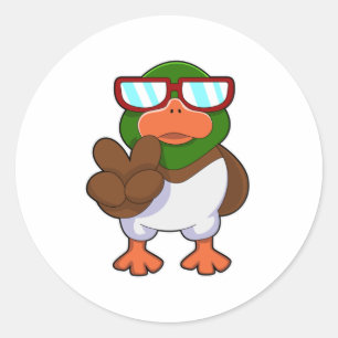 Duck with Sunglasses Classic Round Sticker