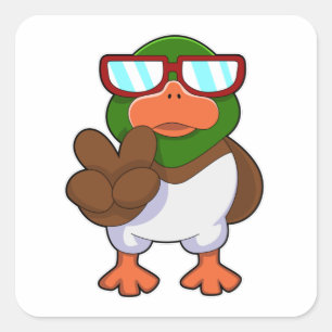 Duck with Sunglasses Square Sticker