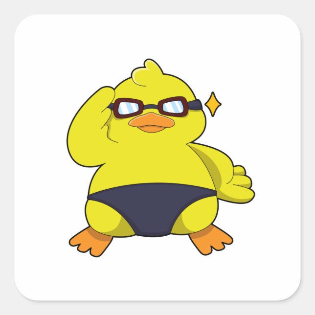 Duck with Sunglasses Square Sticker (Front)