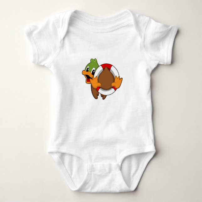 Duck with Swim ring Baby Bodysuit (Front)