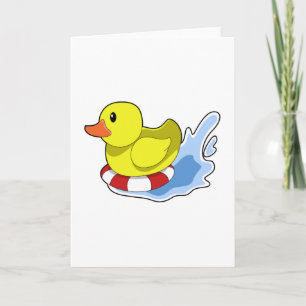 Duck with Swim ring in Water.PNG Card
