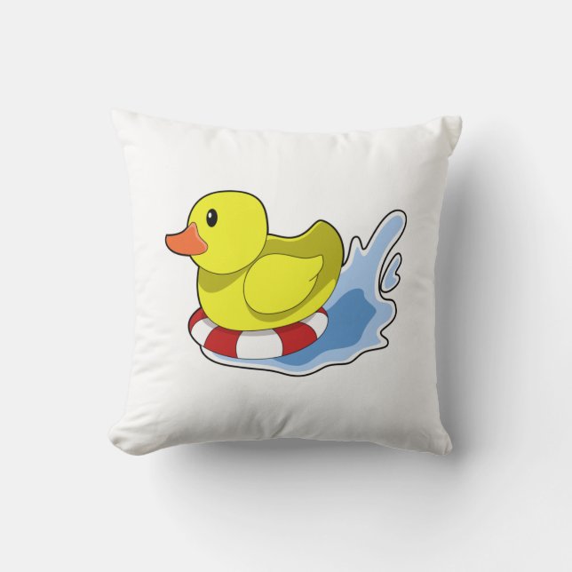 Duck with Swim ring in Water.PNG Cushion (Front)