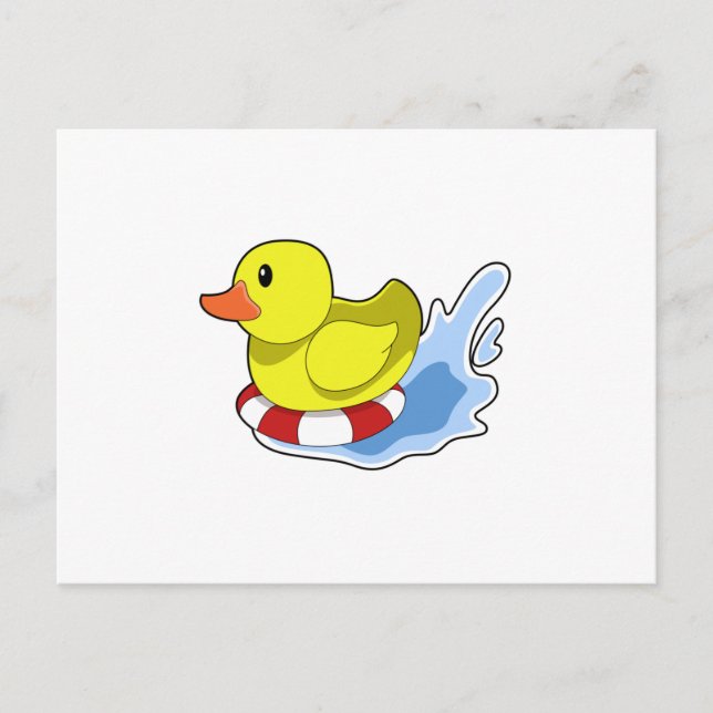 Duck with Swim ring in Water.PNG Postcard (Front)