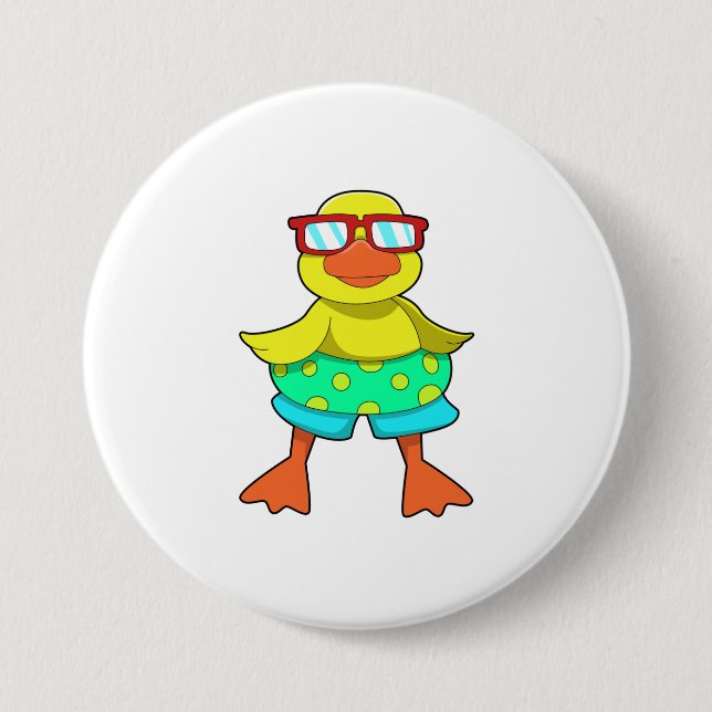 Duck with Swim ring & Sunglasses 7.5 Cm Round Badge (Front)