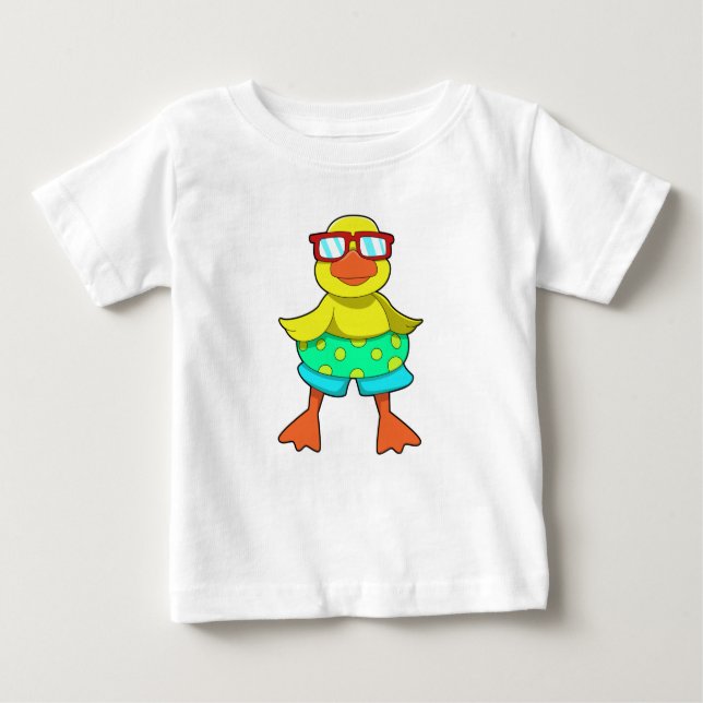 Duck with Swim ring & Sunglasses Baby T-Shirt (Front)