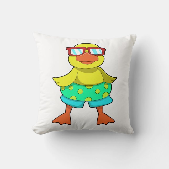 Duck with Swim ring & Sunglasses Cushion (Front)