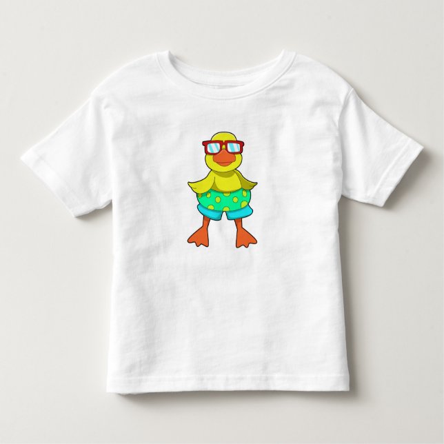 Duck with Swim ring & Sunglasses Toddler T-Shirt (Front)