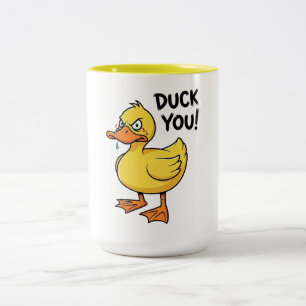 Duck You Duck Wordplay Two-Tone Coffee Mug