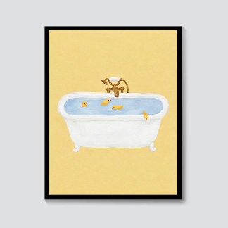 Duckies in Tub Poster
