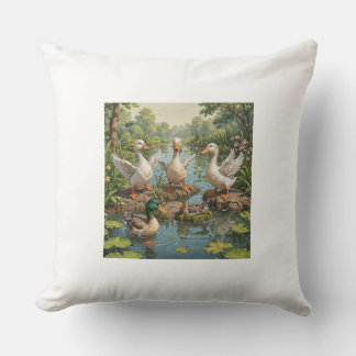 Ducking Cute: White Pillow with Quacking Good Desi