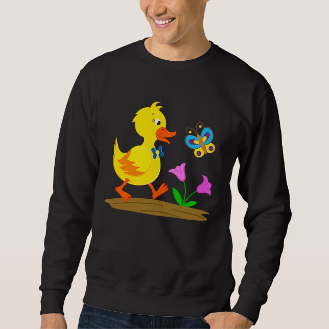 Duckling and butterfly cute baby duck sweatshirt (Front)