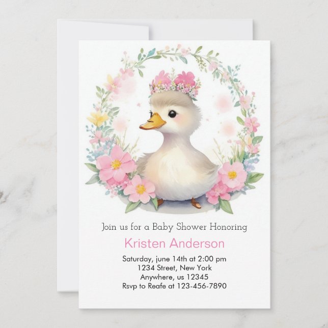 Duckling Delight Girl Baby Shower Invitation (Front)