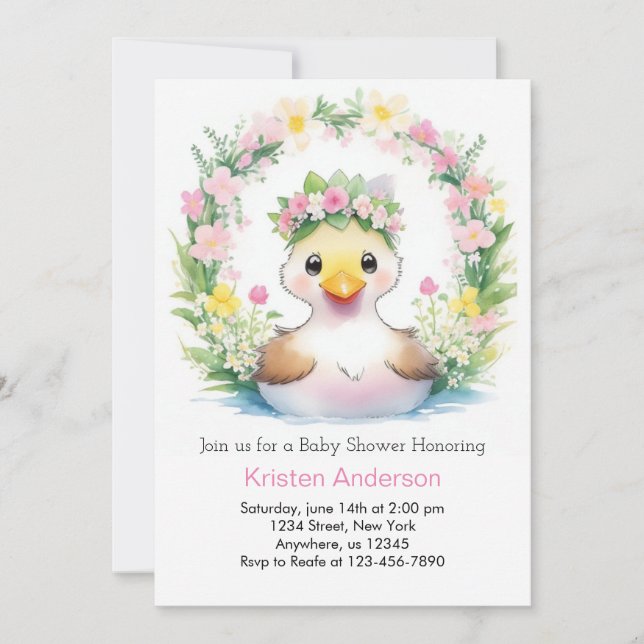 Duckling Dreamscape: Girl Baby Shower Invitation (Front)