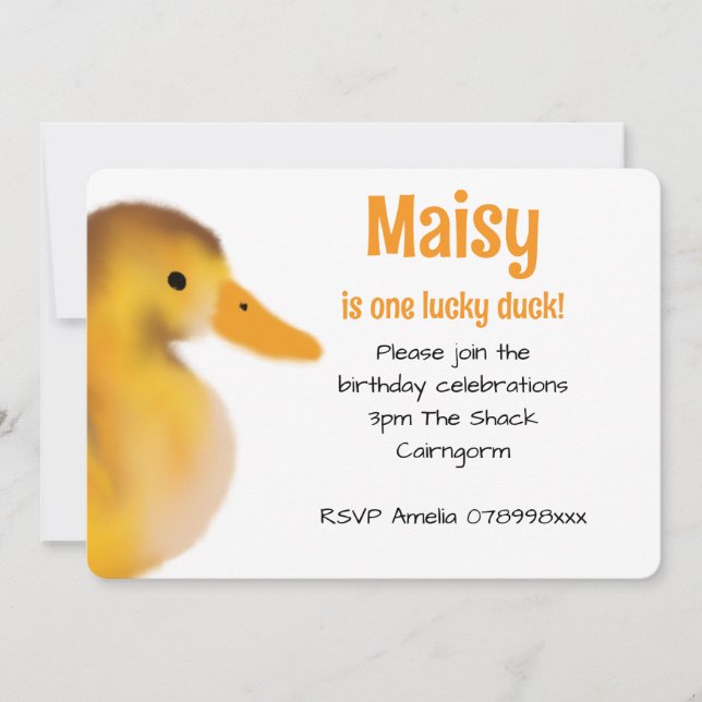 Duckling First Birthday Birthday Invitation (Front)