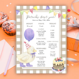 Duckling First Birthday Milestone Birthday Poster