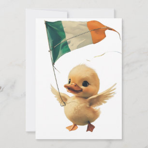 Duckling Flying an Irish Flag Kite Invitation
