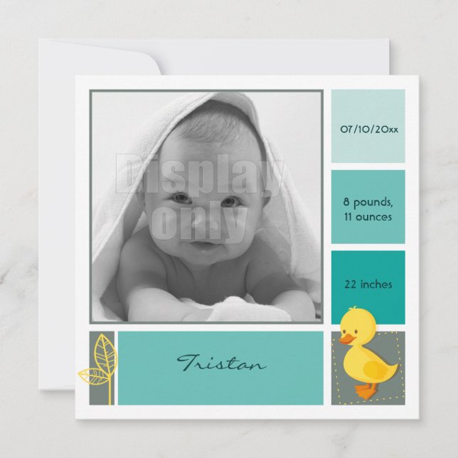 Duckling green Birth card (Front)