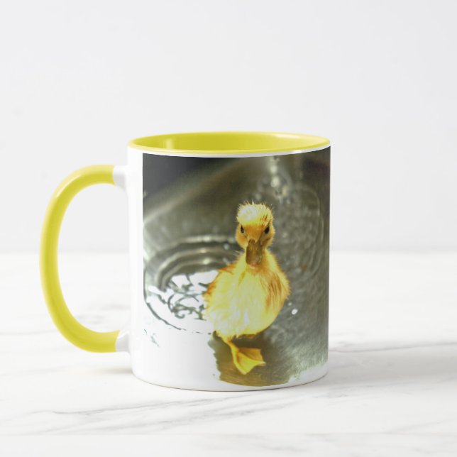 Duckling has a bath. mug (Left)