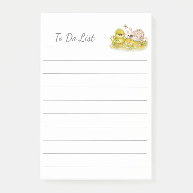 Duckling Hedgehog Personalise Post-it® Notes (Front)