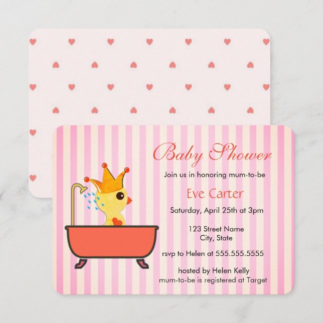 Duckling in a Bath | Baby Shower Invitation (Front/Back)