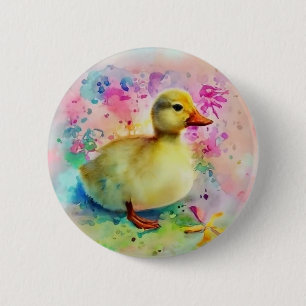 Duckling in Watercolor 6 Cm Round Badge