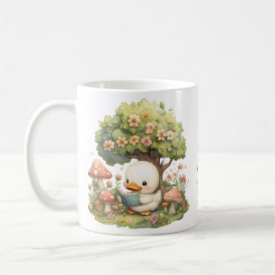 Duckling Reading Under a Tree – Whimsical and Rela Coffee Mug