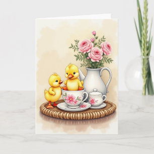 Duckling Tea Party Scene Card