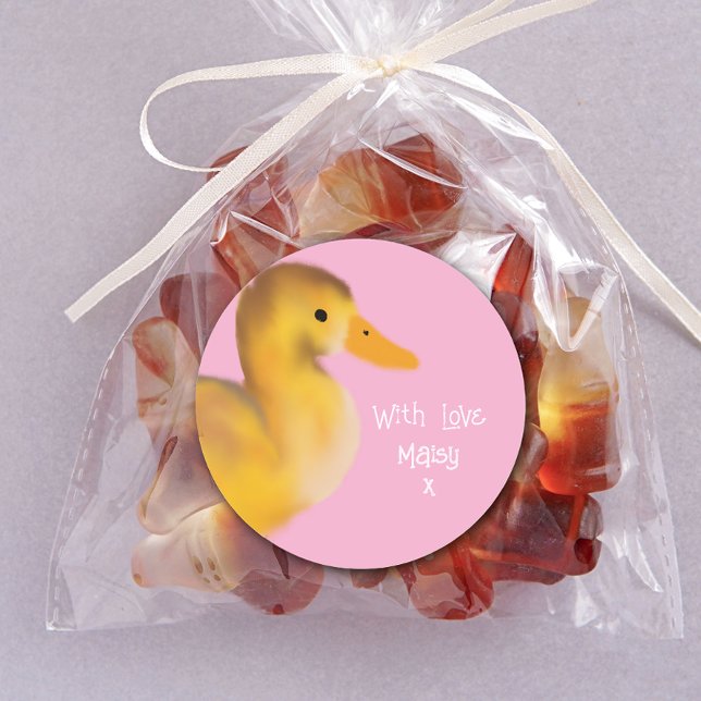 Duckling With Love Favour Classic Round Sticker (Creator Uploaded)
