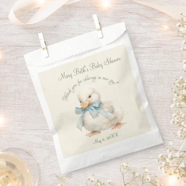 Duckling with Ribbon Baby Shower  Favour Bag (Clipped)