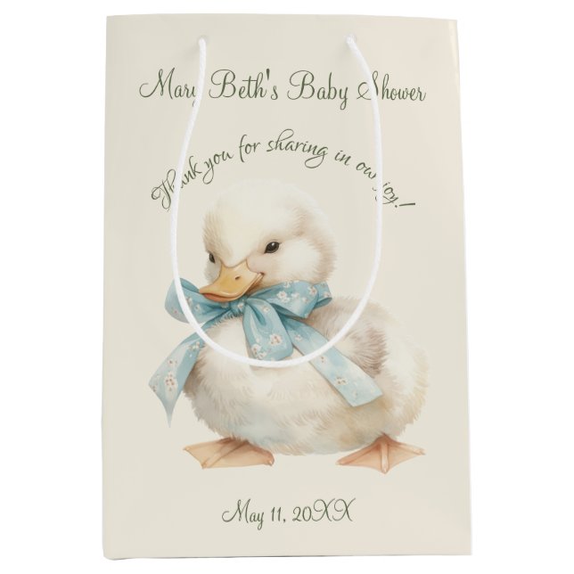 Duckling with Ribbon Baby Shower  Medium Gift Bag (Front)