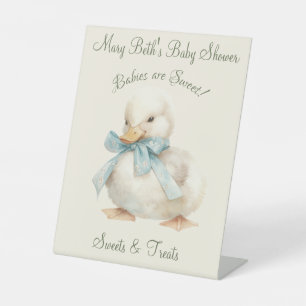 Duckling with Ribbon Baby Shower Sweets & Treats Pedestal Sign